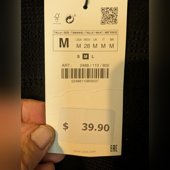 ZARA NWT Crop Top Pointelle w Double Ruffle Sleeve Large - Picture 10 of 16